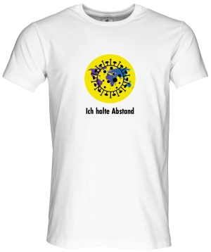 Männer Coronavirus Schutz T-Shirt Weiß "Ein Planet, ich halte Abstand"
